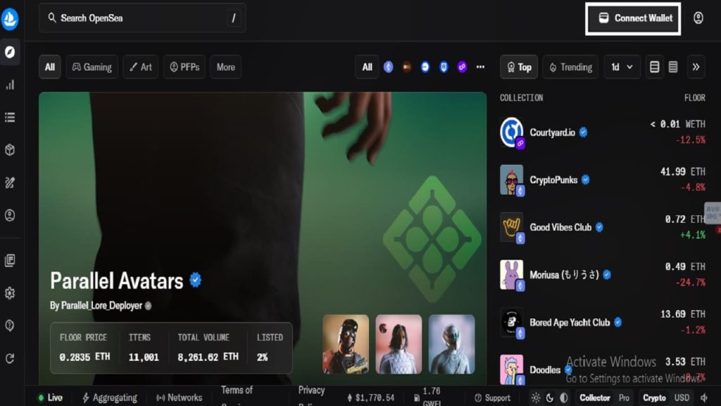 اتصال کیف پول به اوپن سی